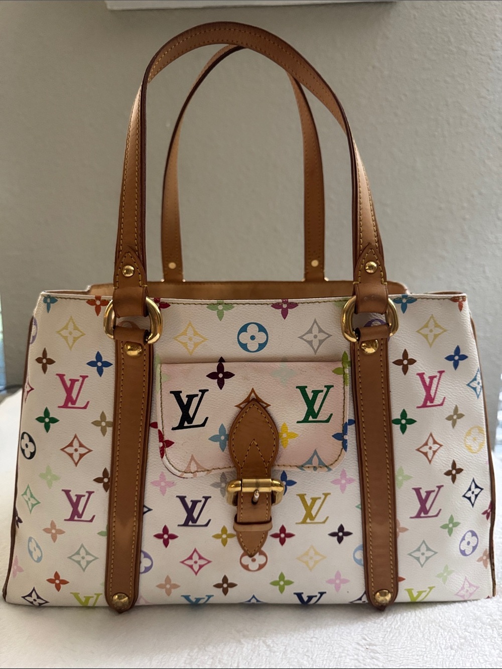 Louis Vuitton Aurelia Murakami Collection Multicolor Monogram Shoulder Authentic